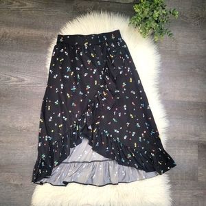 & Other Stories Paris Atelier Black Floral Ruffle Skirt Size 6